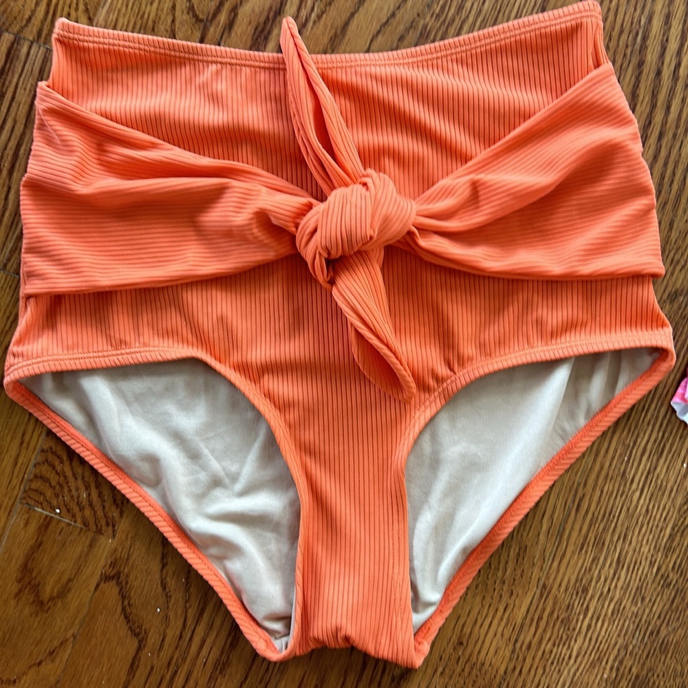 Xs ribbed papaya Kortni Jean tie up bottoms